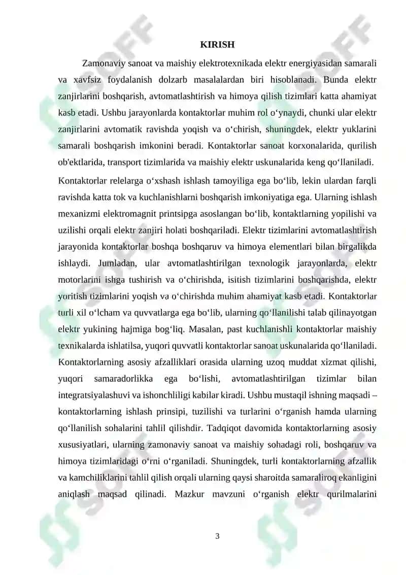 Kontaktorlarni koʻrsatmalar, turlari va tuzilishlari 3