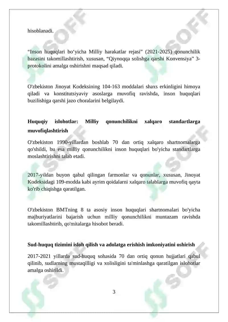 Oʼzbekistonda inson huquqlari va erkinliklari kafolatining yaratilishi 3