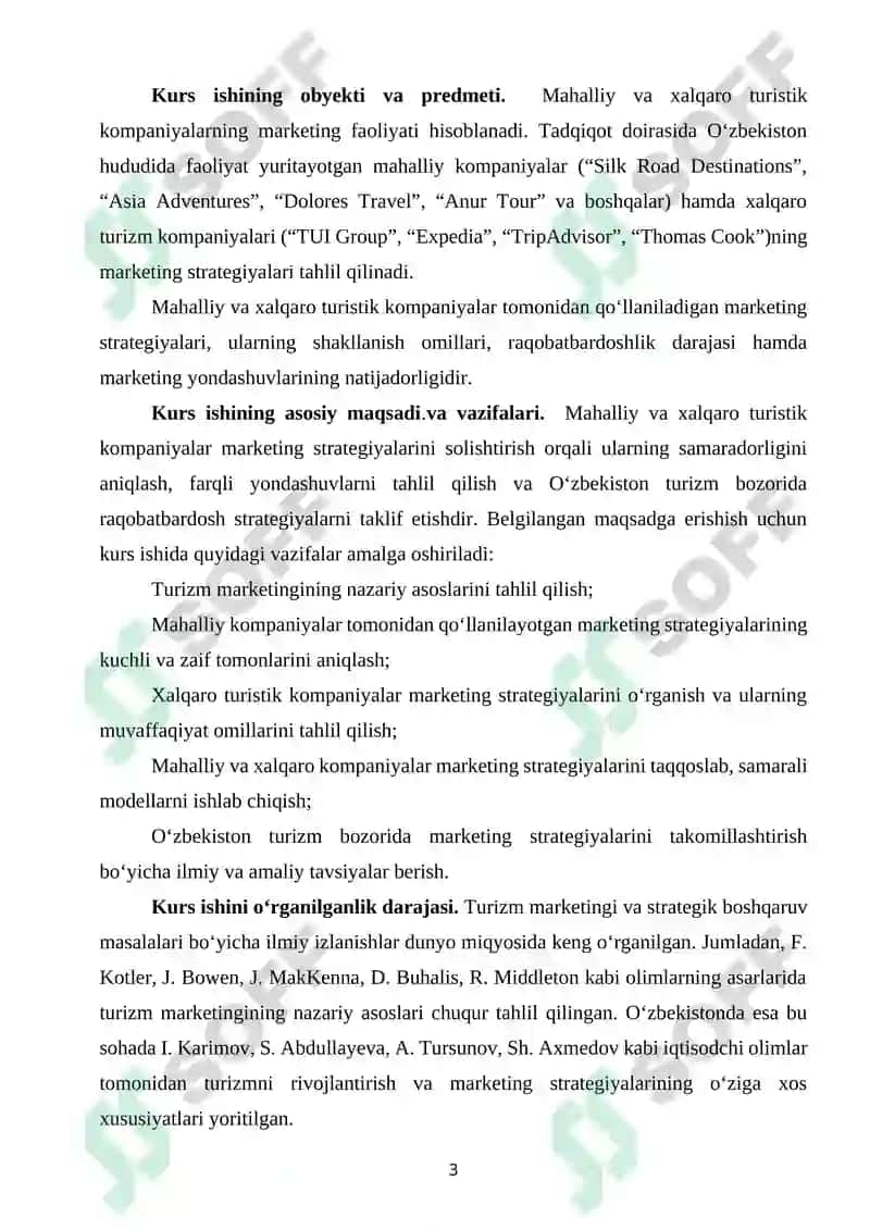 MAHALLIY VA XALQARO TURISTIK KOMPANIYALAR MARKETING STRATEGIYALARINI TAQQOSLASH 3
