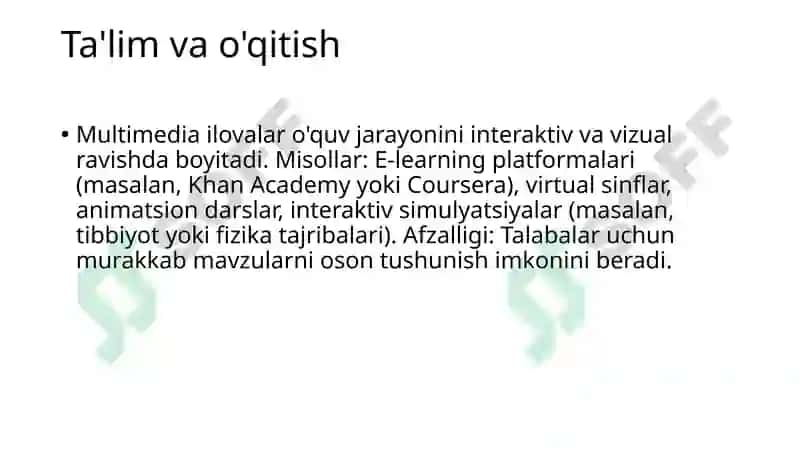 Multimediailovalarining qо‘llanilish sohalari 3