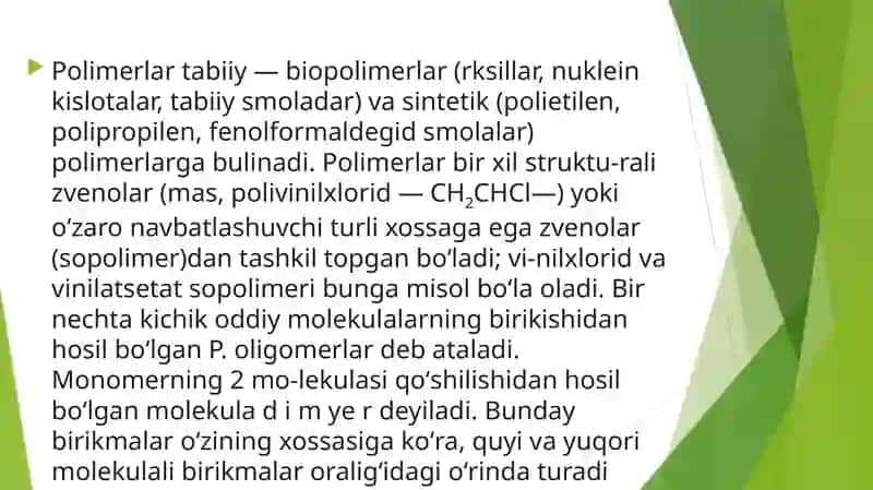 Polimerlarning sintezi 3