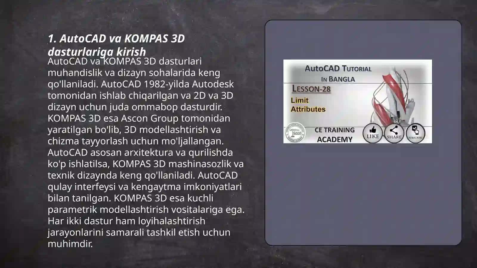 Grafik dastur (AutoCAD KOMPAS 3D) 3