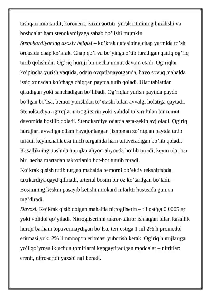 Yurak-Qon Tomir Kasalliklari Bilan Og'rigan Bemorlarni Parvarishi va Kuzatish 3