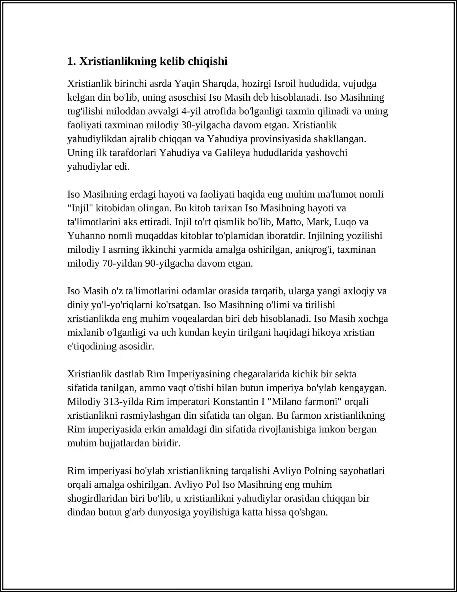 XRISTIANLIK DINI TARIXI VA GʻOYALARI 3