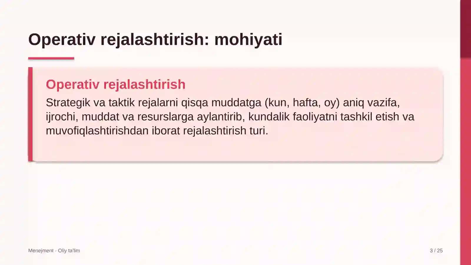 Zargarlik do'konlarida operativ rejalashtirish 3