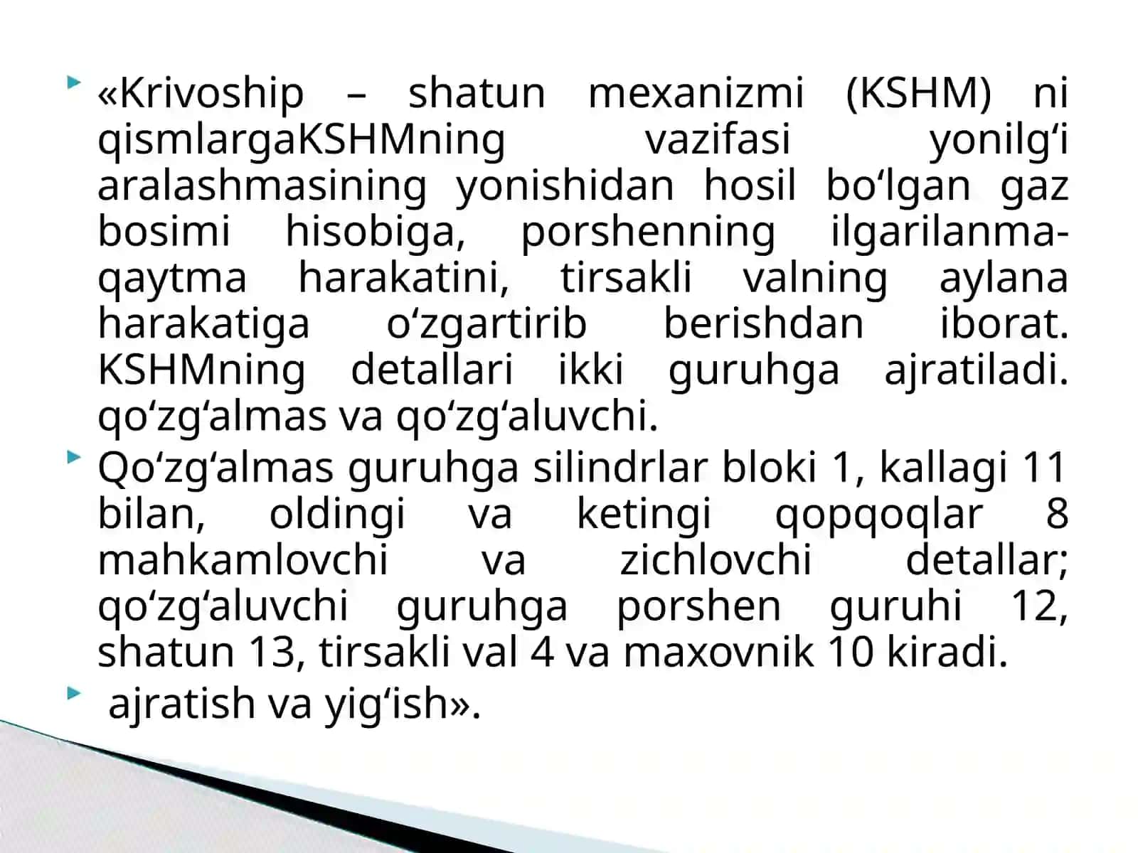 KSHM detallarini qismlarga ajratish vayi 3