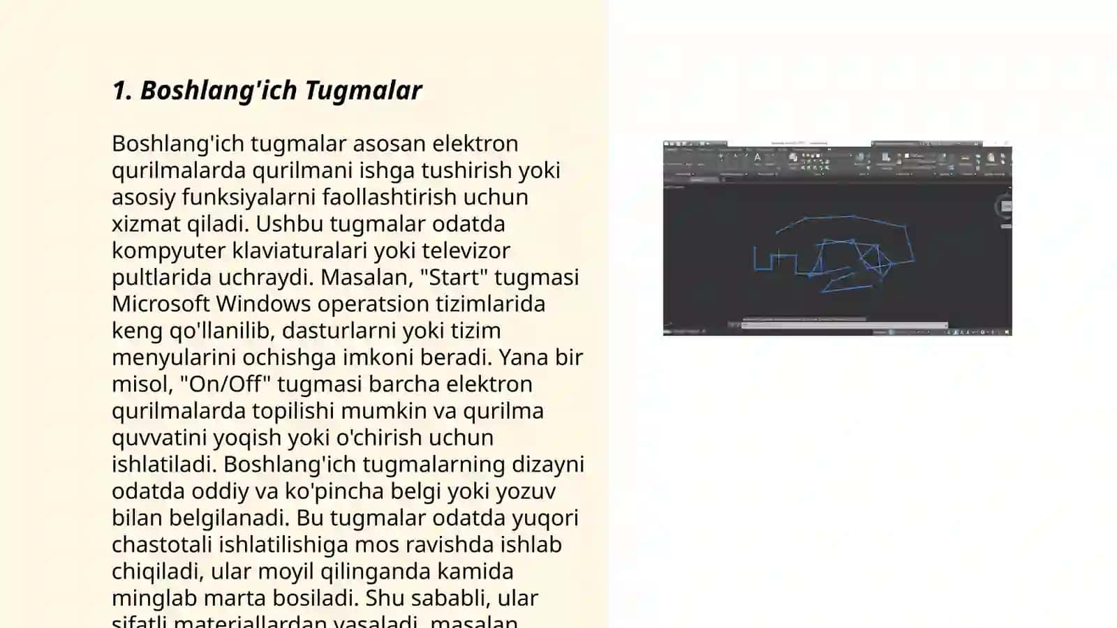 Autocad dasturi interfeysida asosiy uskunalar paneli 3