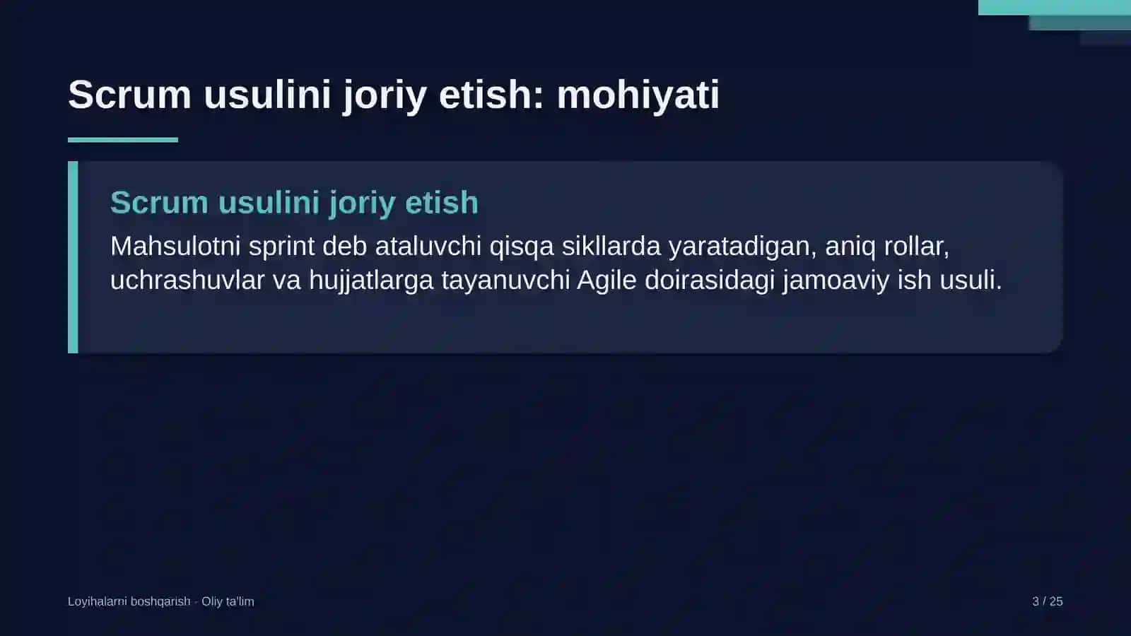 Yog'-moy sanoatida Scrum usulini joriy etish 3
