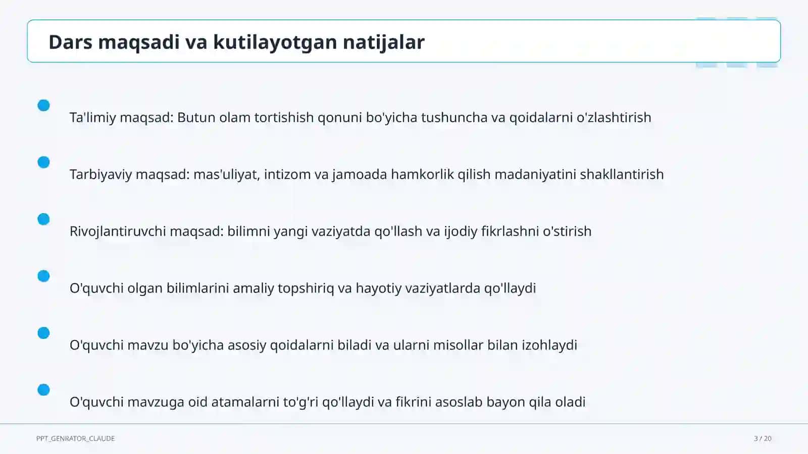 Butun olam tortishish qonuni (9-sinf) 3