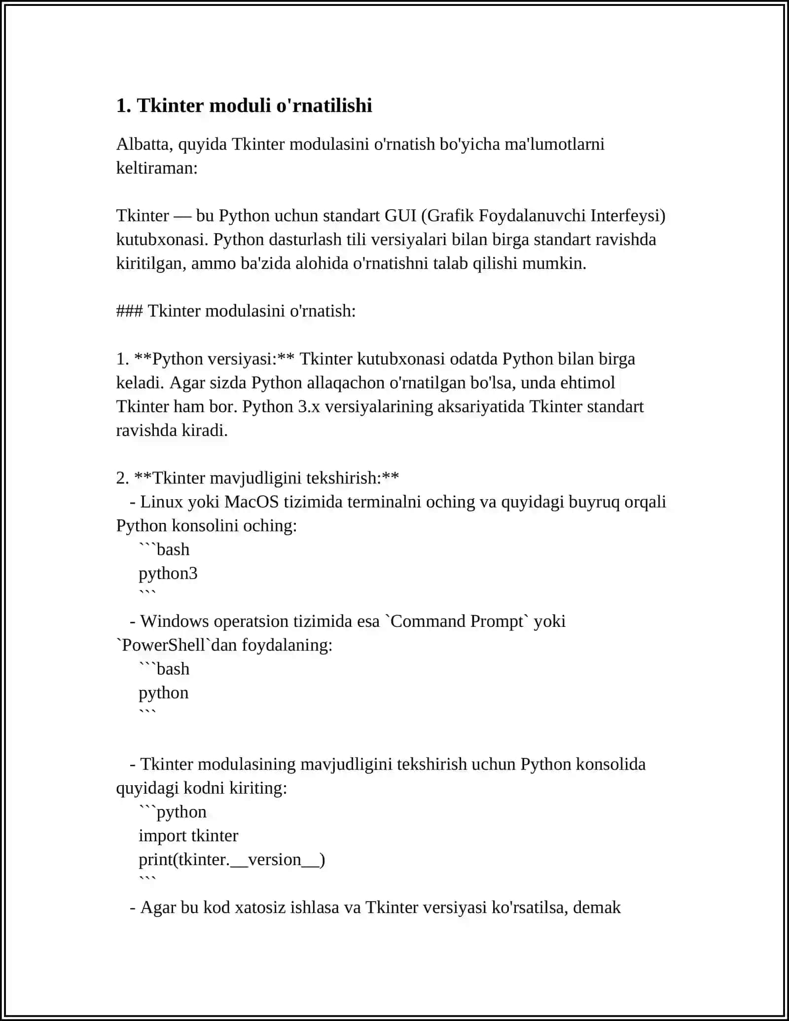 PYTHON DASTURLASH TILIDA TKINTER GUIDA ISHLASH 3