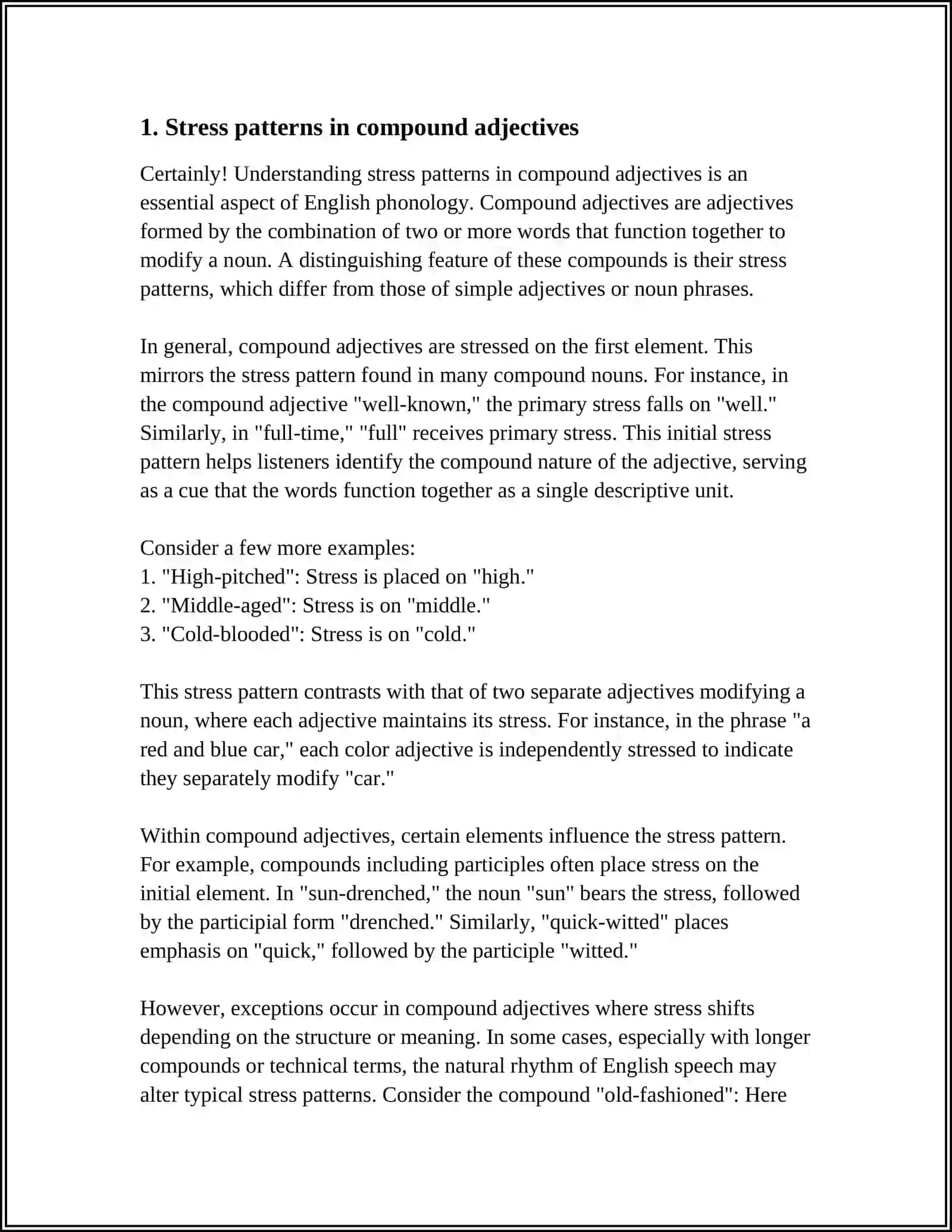 STRESS IN COMPANED ADJECTIVES 3