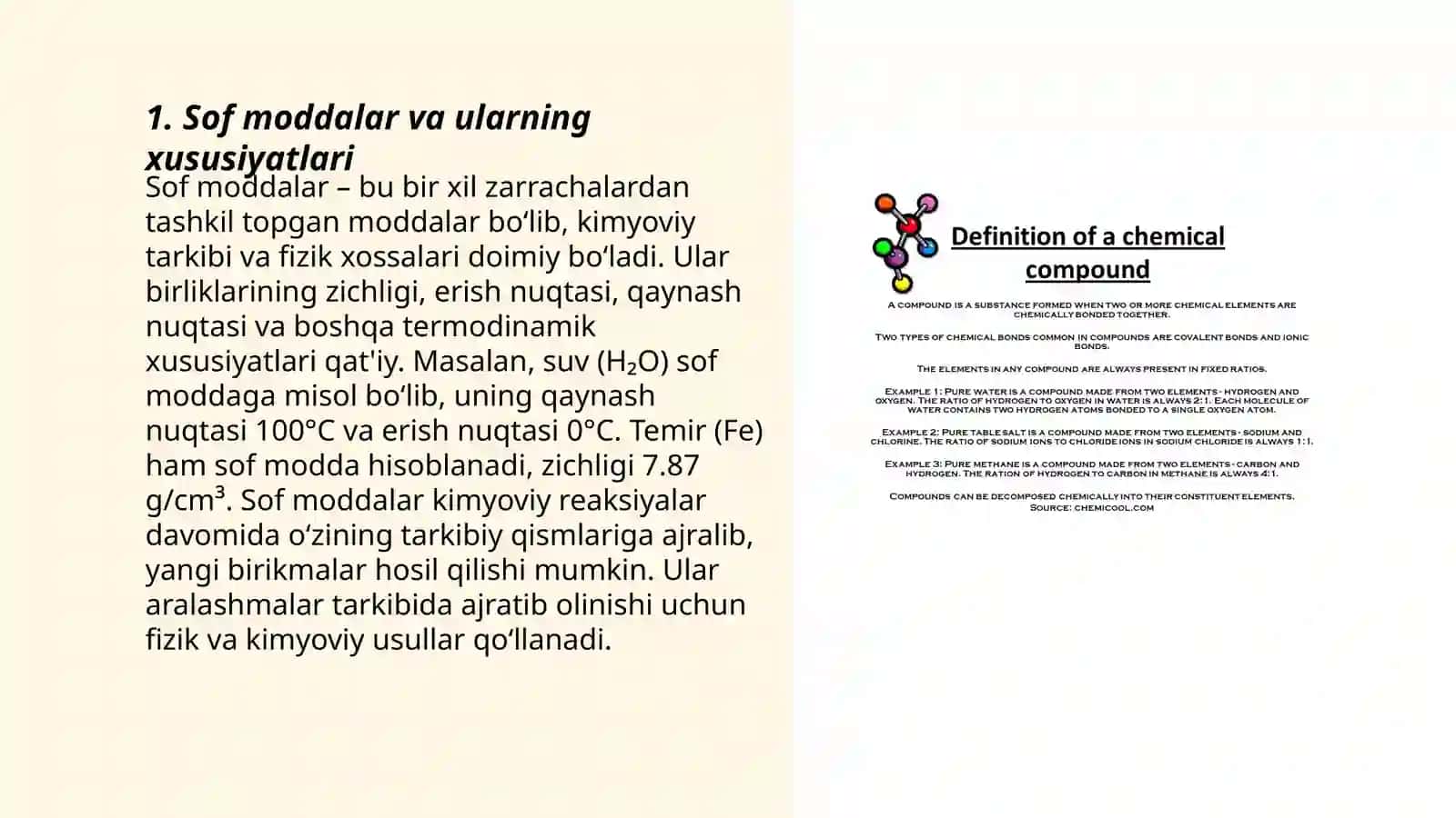 Sof moddalar va aralashmalar 3