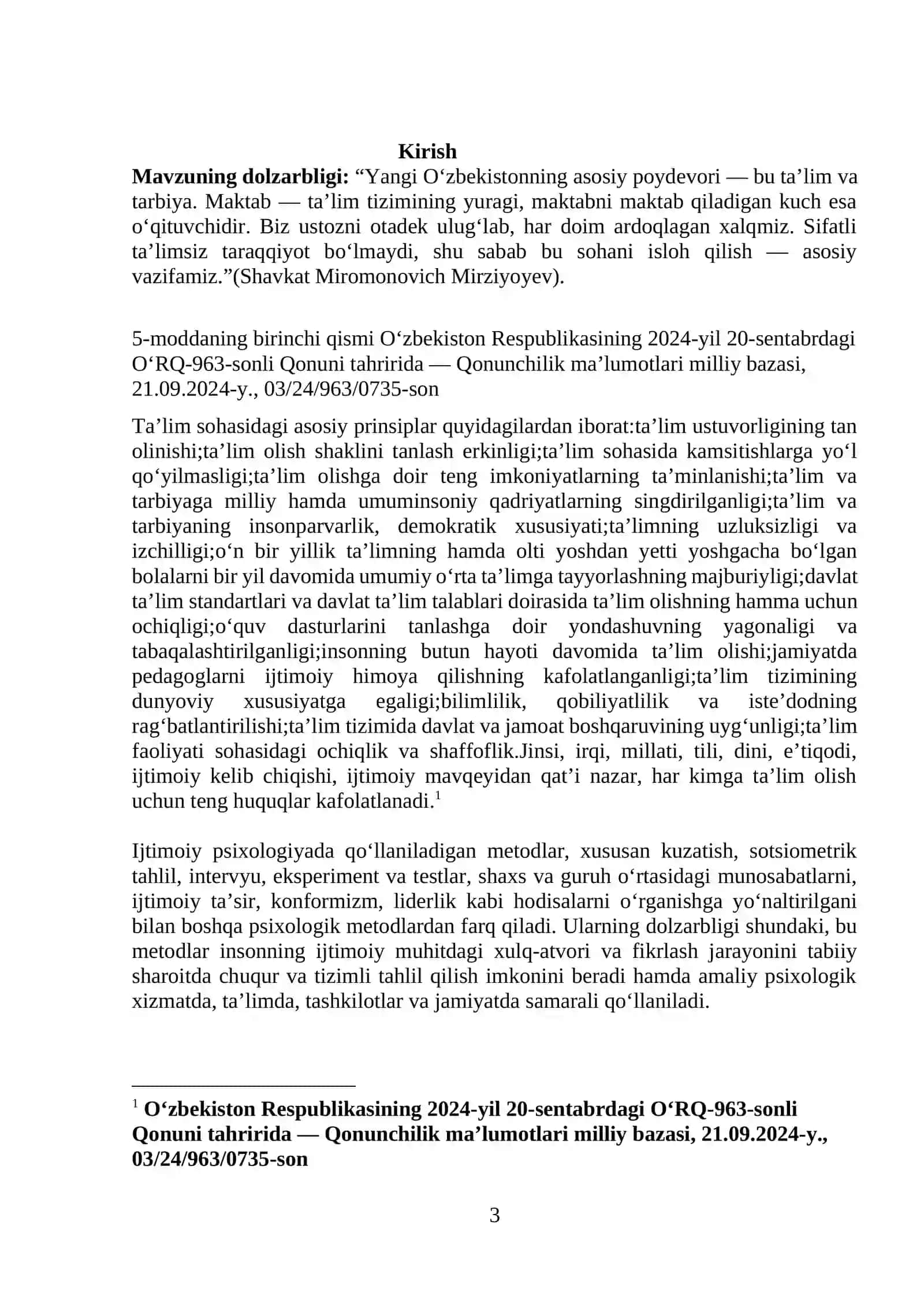 KURS ISHI "Ijtimoiy psixologiyada qoʻllaniladigan metodlarning oʻzga psixologiya metodlaridan farqi" 3