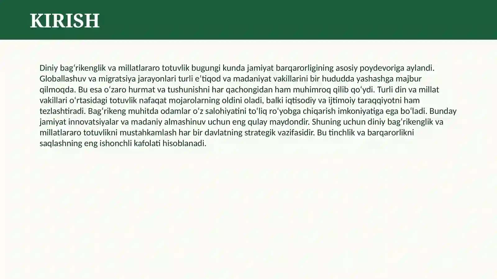 DINIY BAG’RIKENGLIK VA MILLATLARARO TOTUVLIK 3