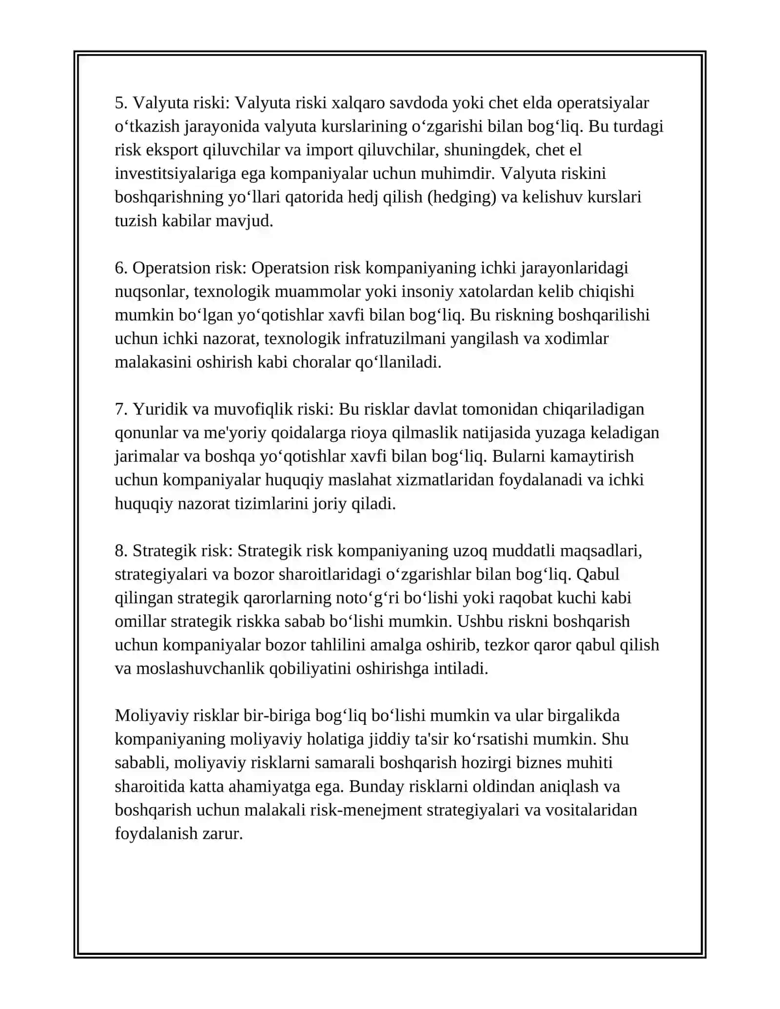 Moliyaviy risklar 3