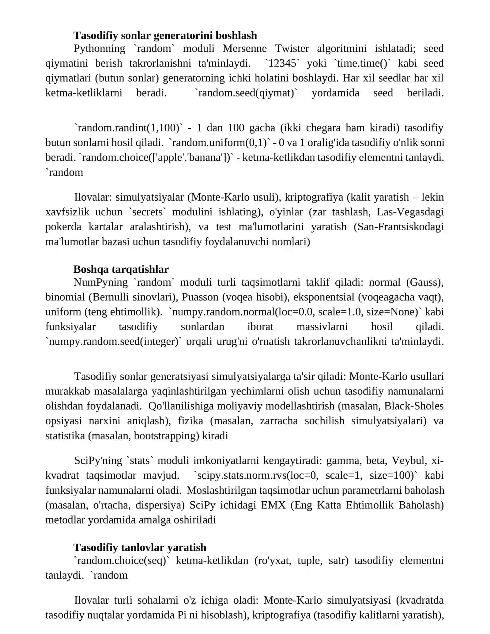 Python dasturlash tilida tasodifiy sonlar bilan ishlash 3