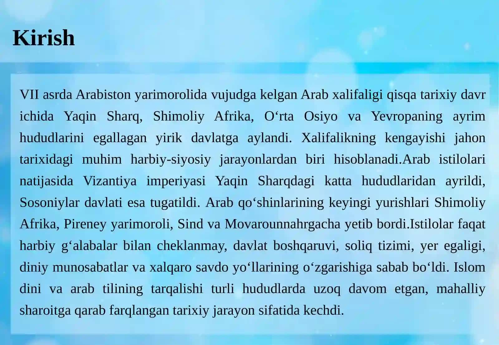 ARAB XALIFALIGINING ISTILOCHILIK YURISHLARI 3
