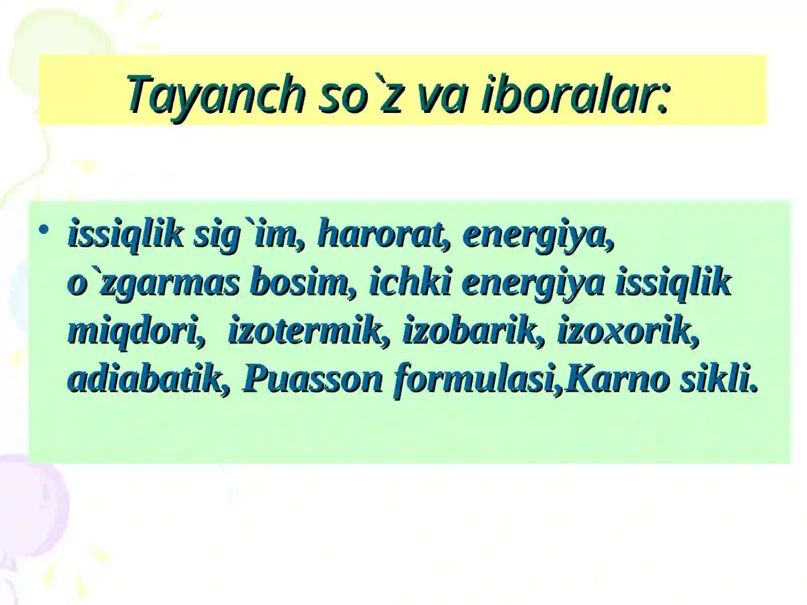 ТERMODINAMIKA ELEMENTLARI 3