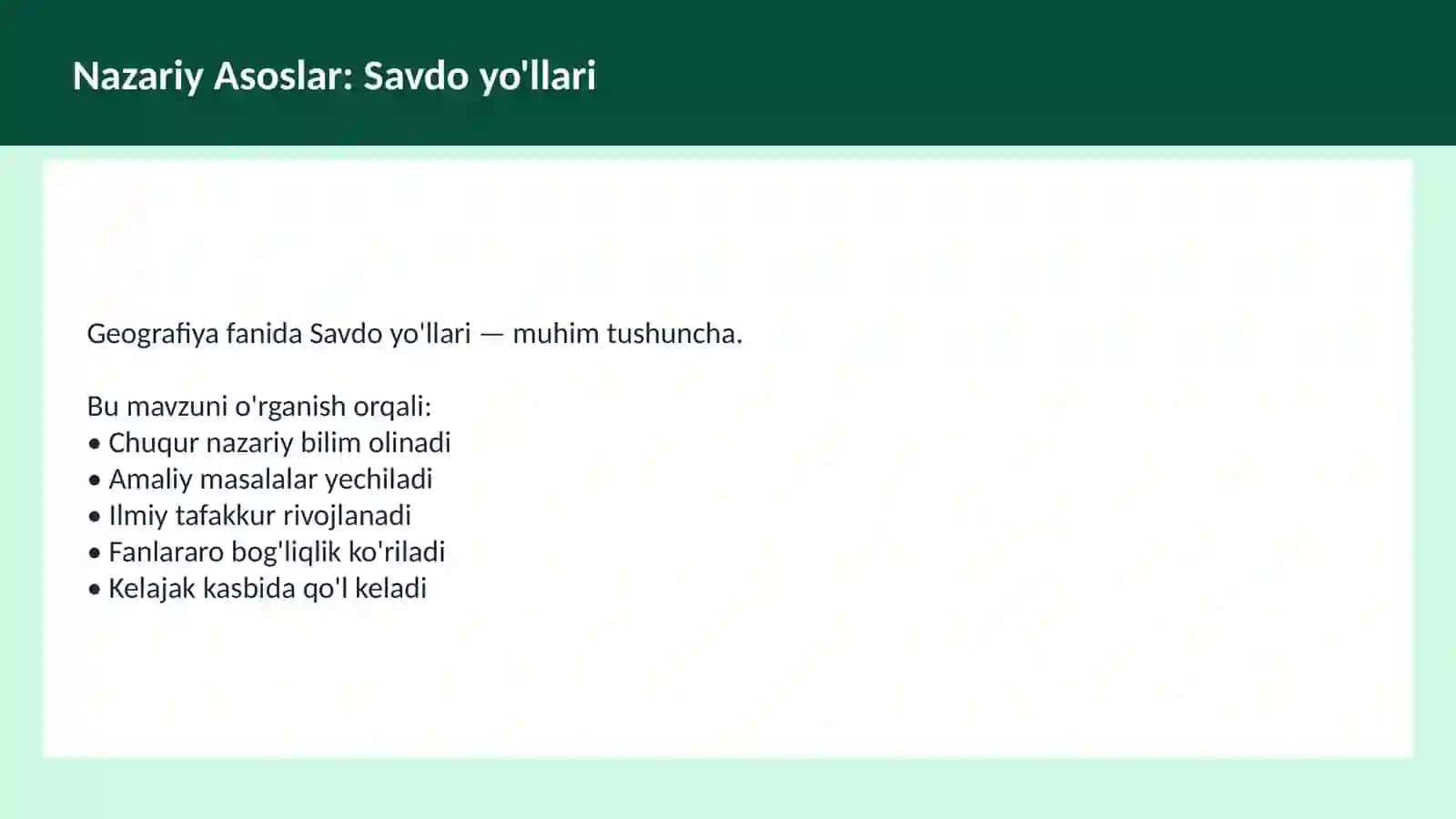 Transport geografiyasi dars ishlanmasi 3