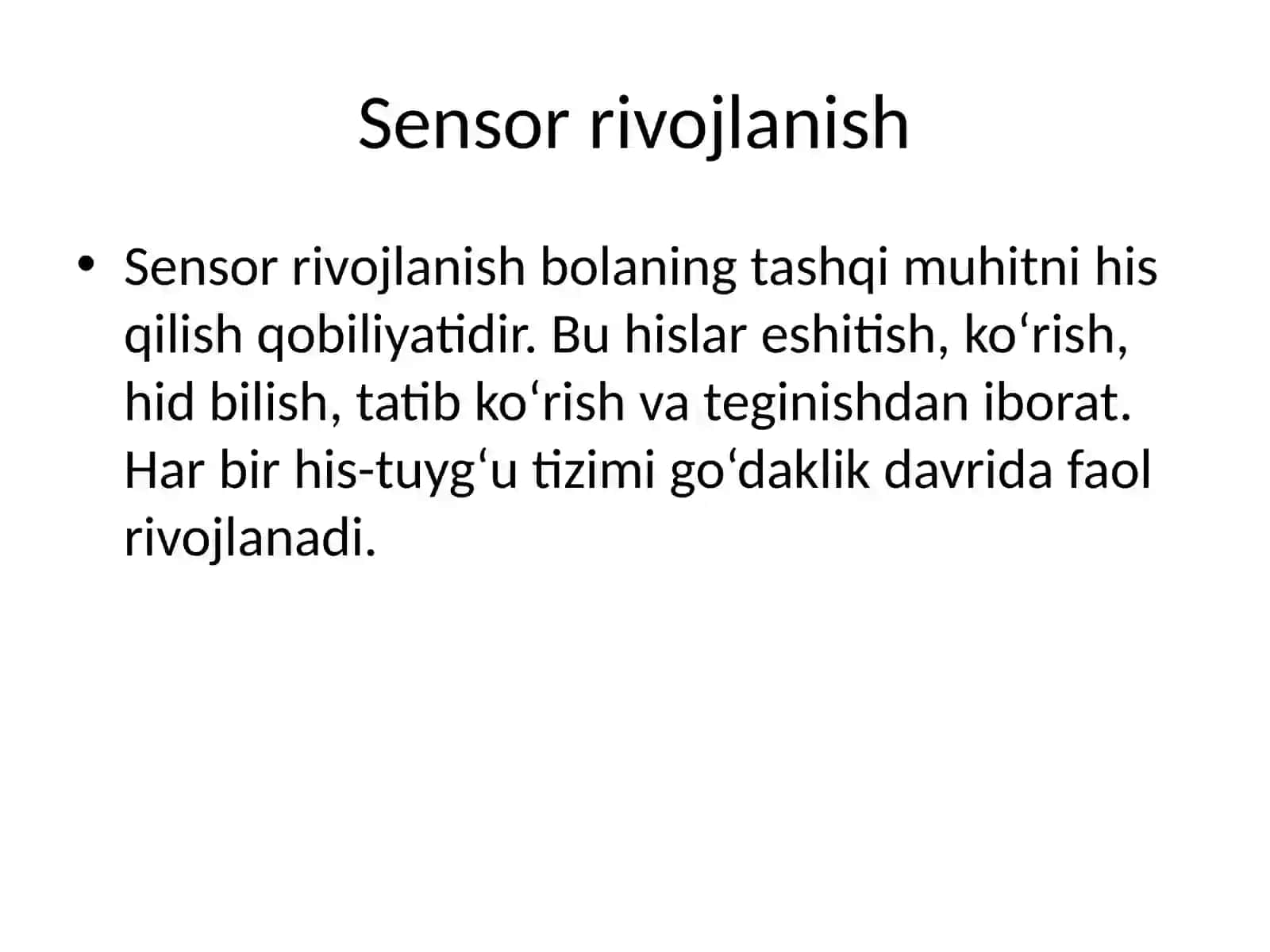 Sensor va Motor Rivojlanish 3