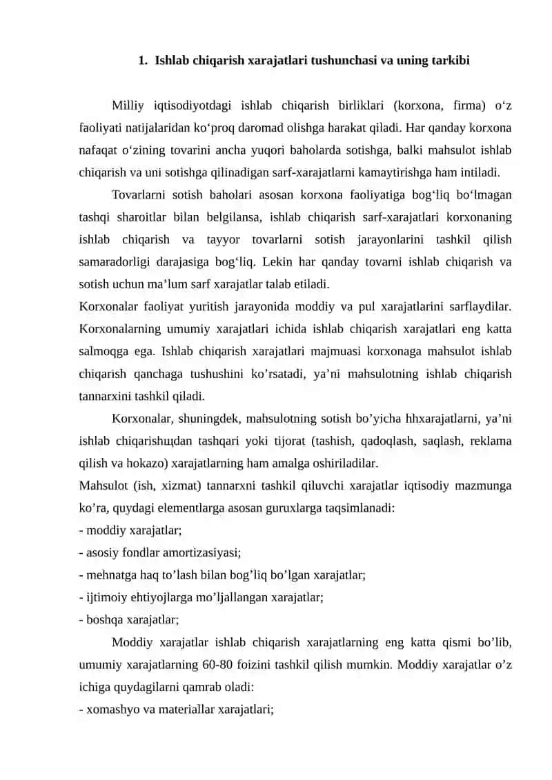 Mahsulot tannarxi 3