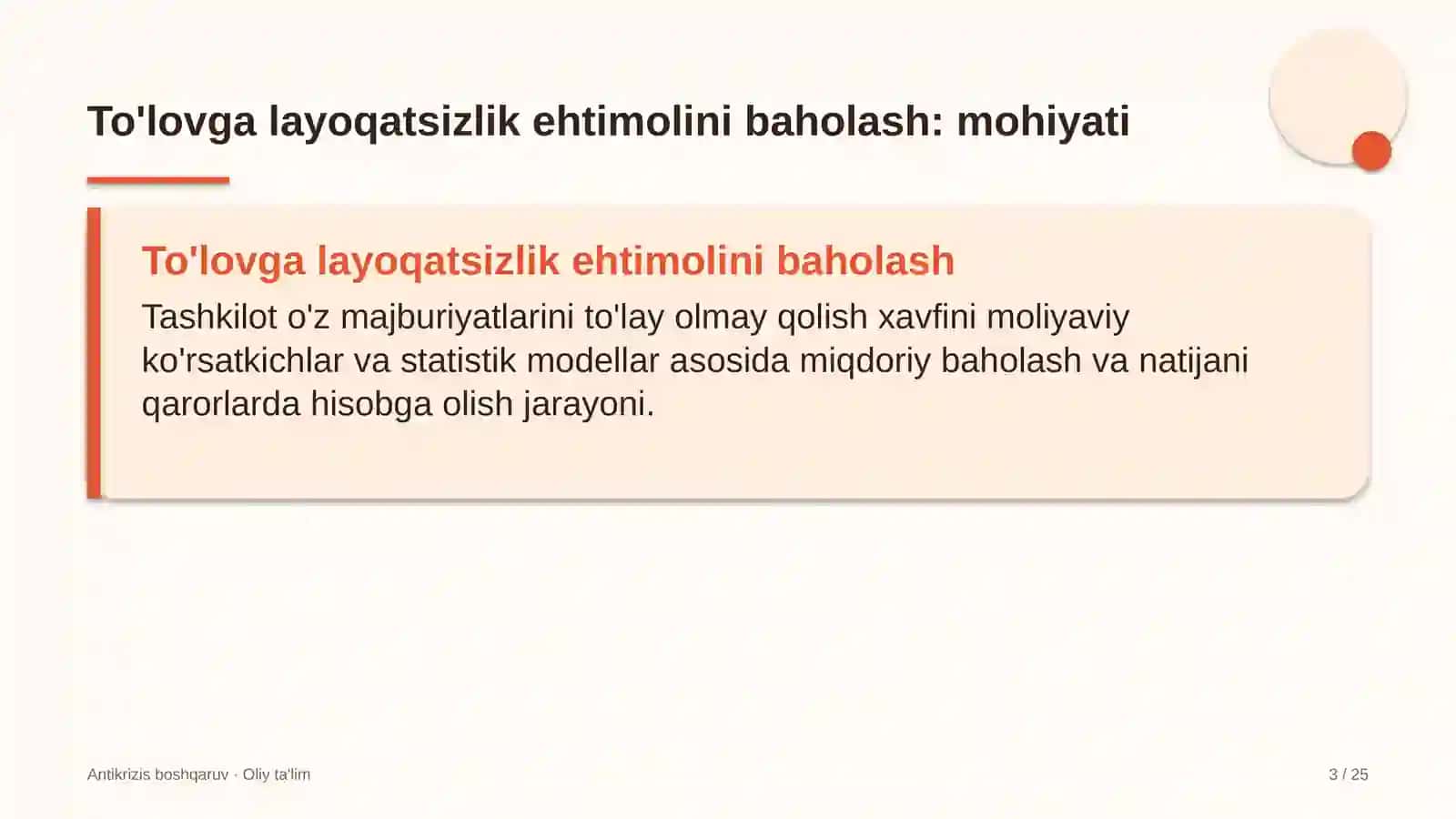 To'lovga layoqatsizlik ehtimolini baholash 3
