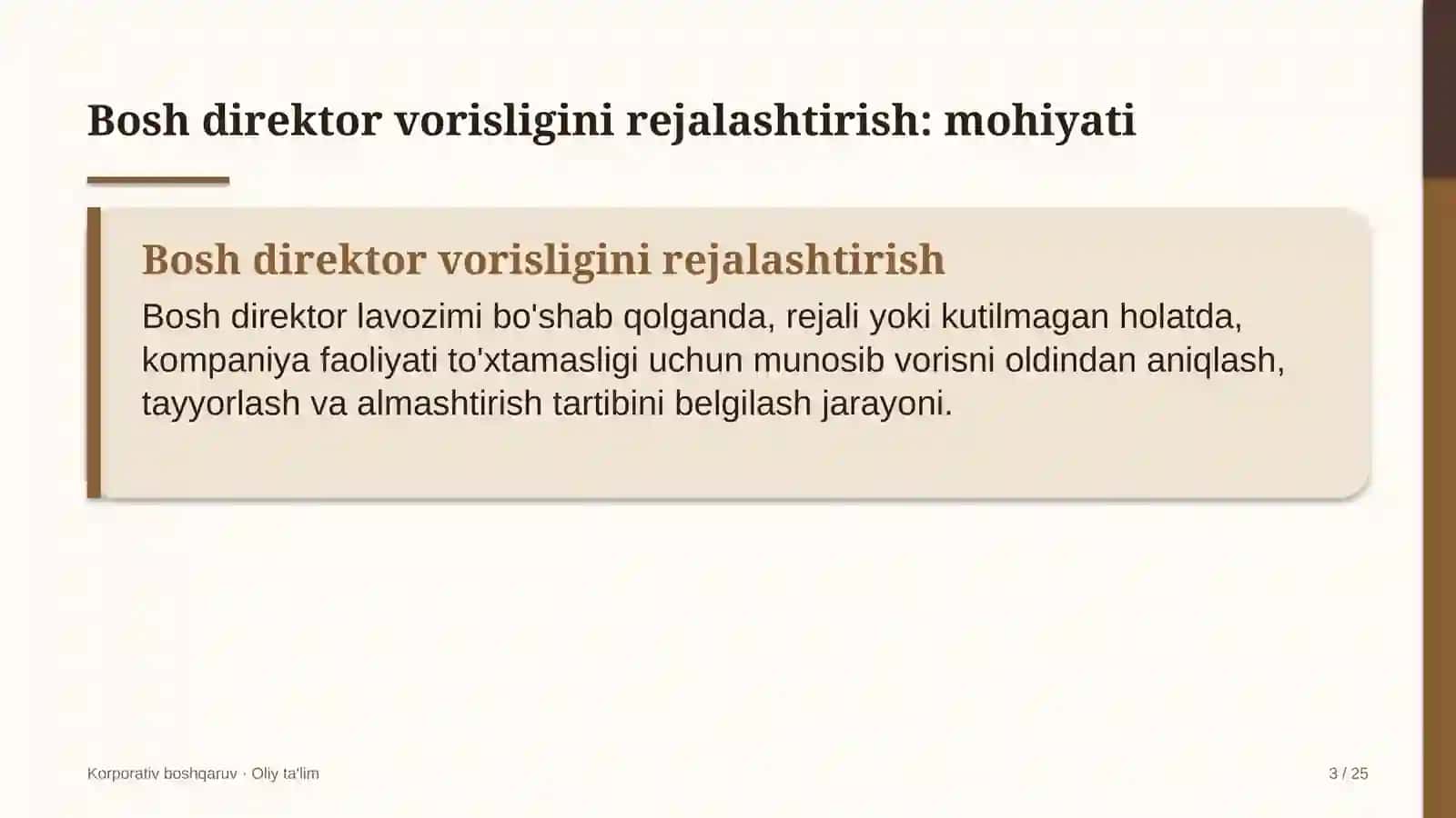 Gastronomik turizmda bosh direktor vorisligini rejalashtirish 3