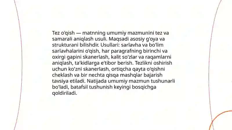 Matn bilan tanishish usullari 3