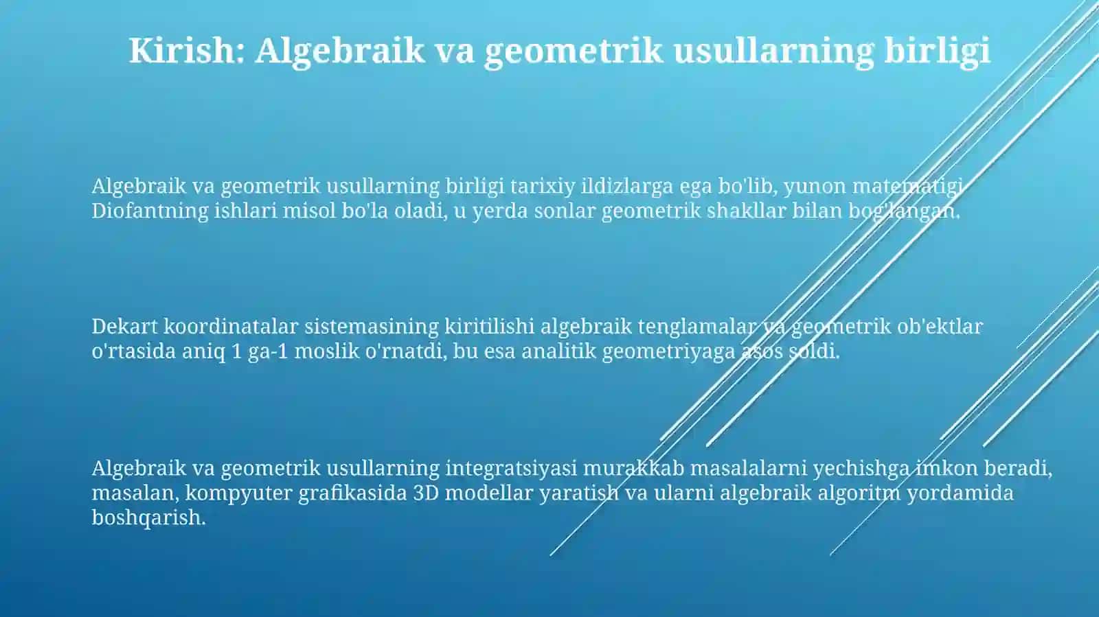 Algebraik va Geometrik Usullar 3