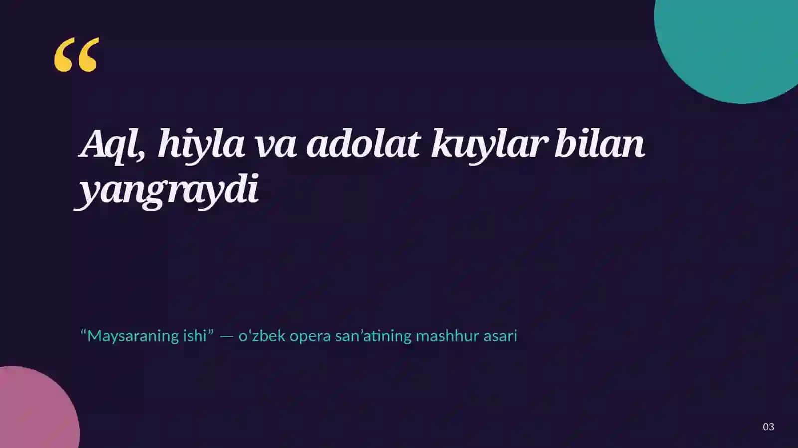 Maysaraning ishi operasi 3