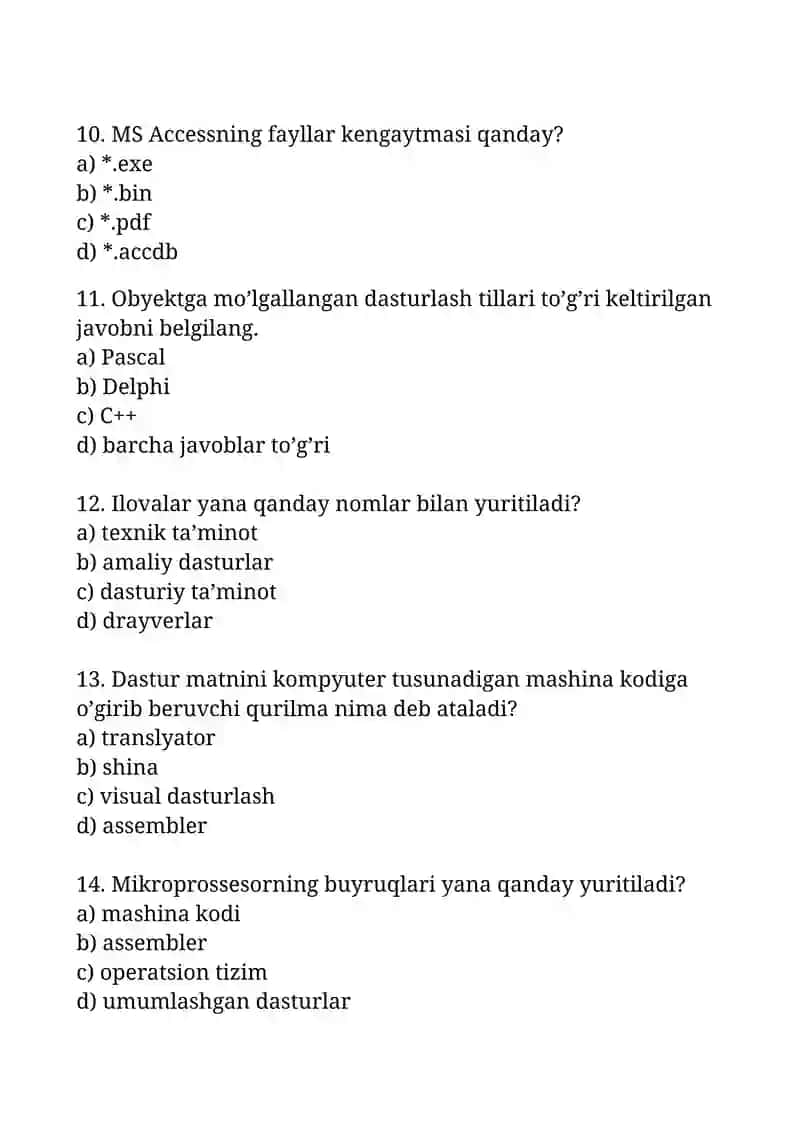 Informatikadan test 3
