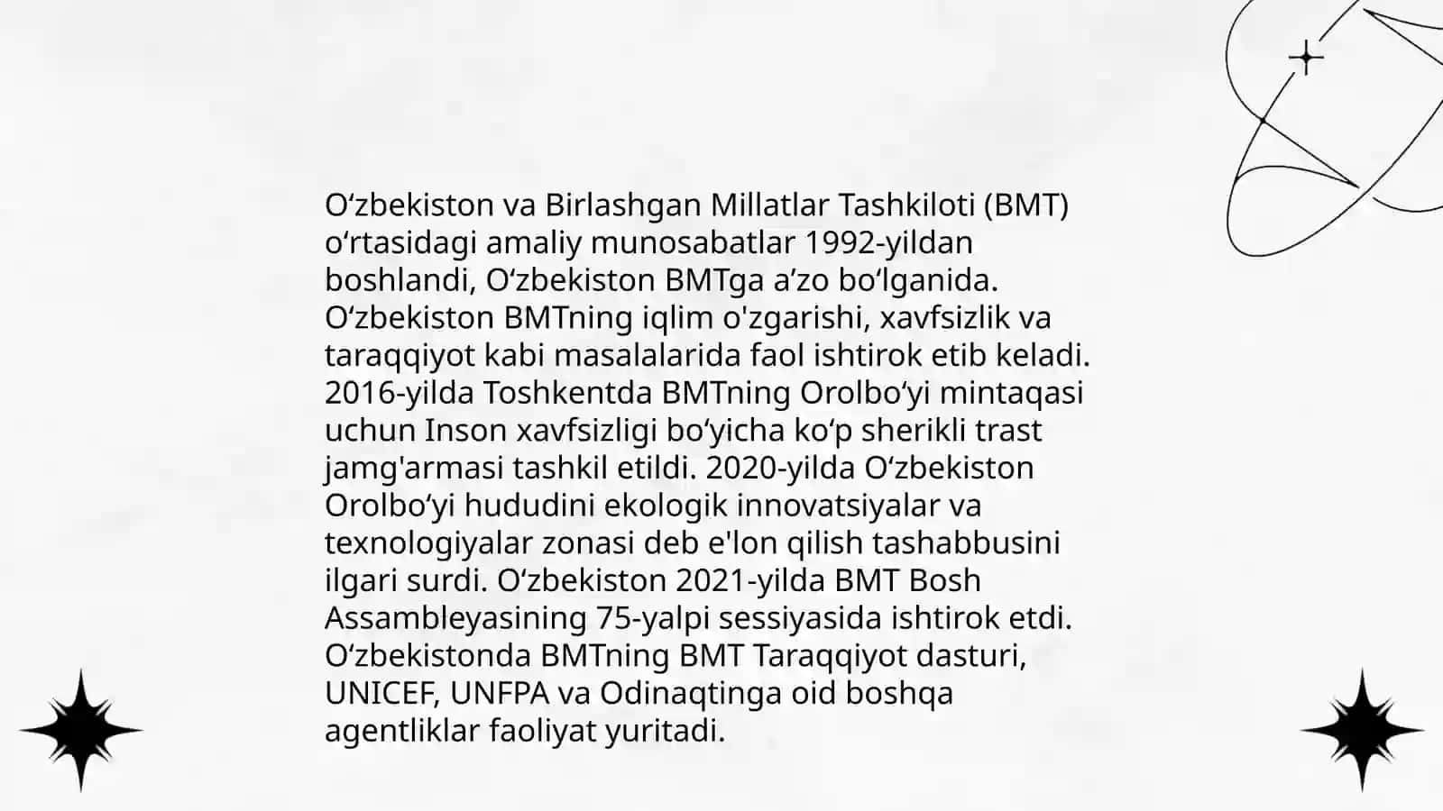 Oʻzbekiston va BMT amaliy munosabatlari 3