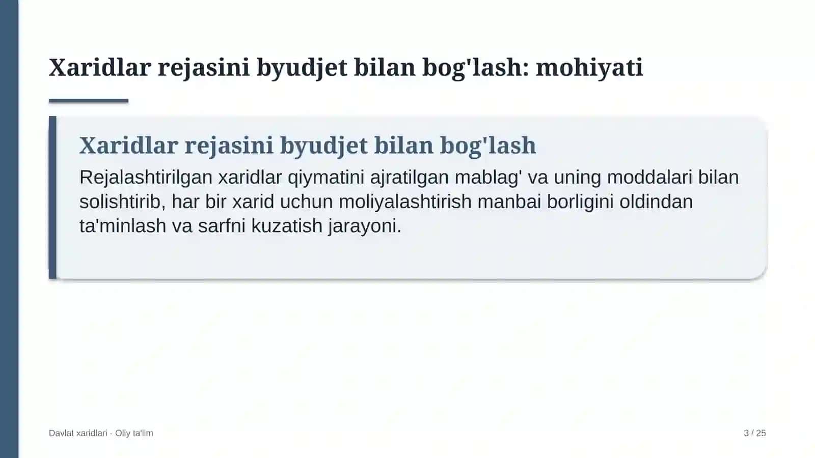 DAVLAT XARIDLARI · OLIY TA'LIM 3