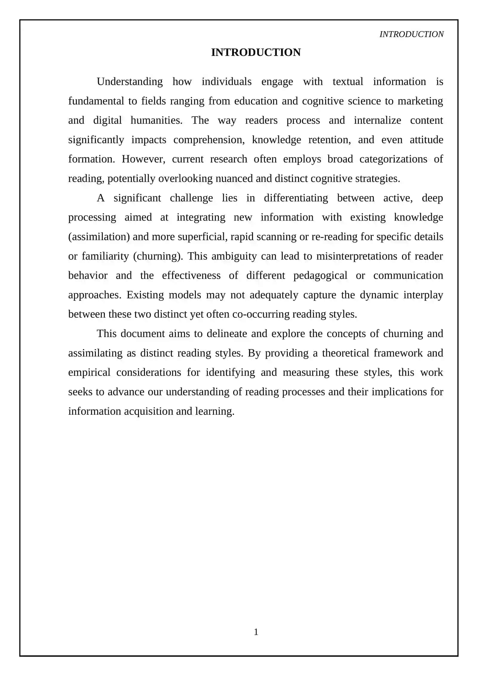 Churning and Assimilation as Reading Styles 3