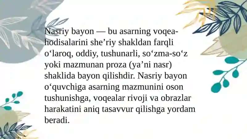 "Xamsa"ning nasriy bayonlari 3
