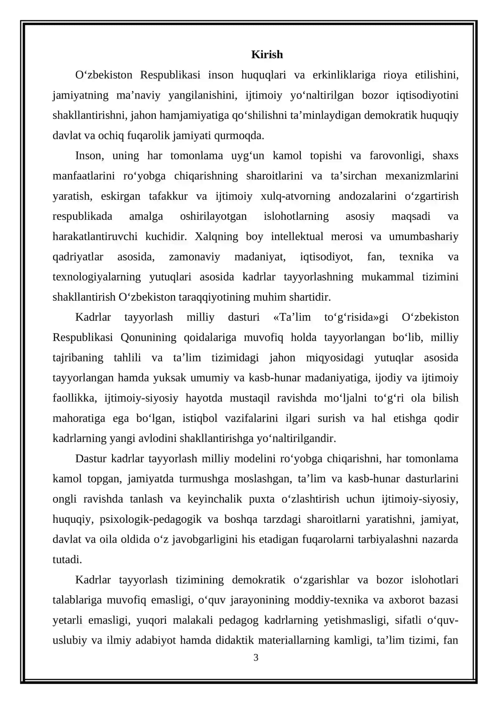 KADRLAR TAYYORLASH MILLIY DASTURIDA ILM-FAN VA ISHLAB CHIQARISHNING INTEGRATSIYALASHUVI 3