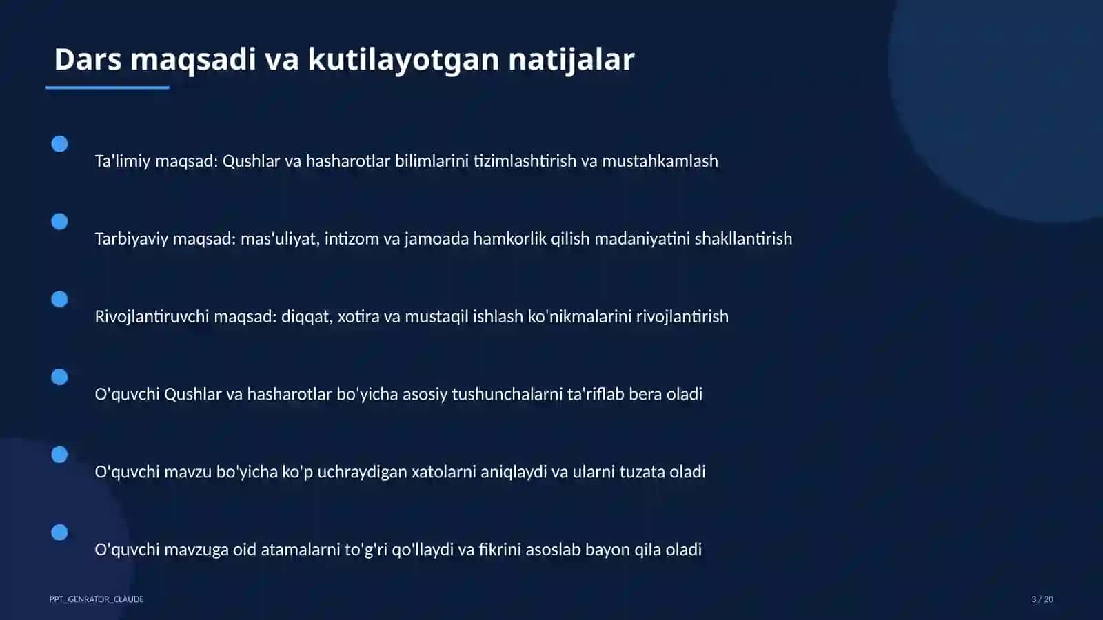 Qushlar va hasharotlar (2-sinf) 3