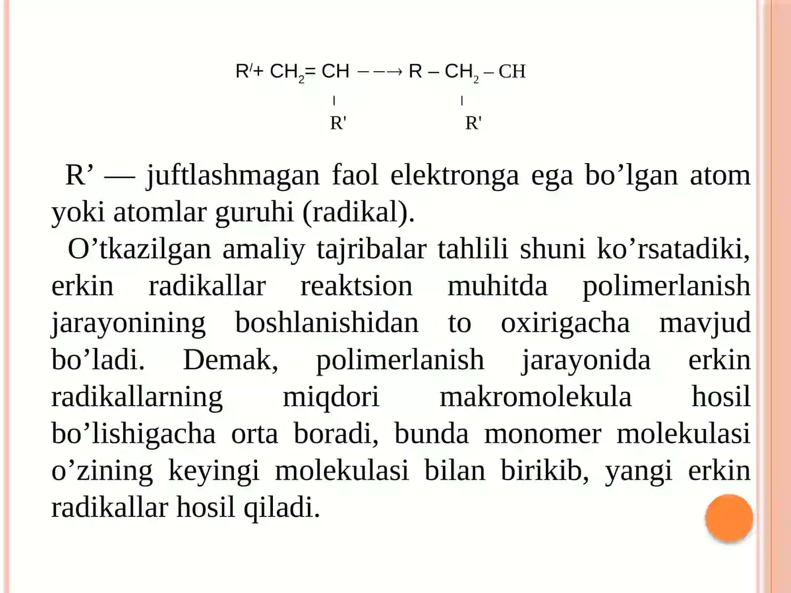 Radikal polimerlanish jarayonlari 3