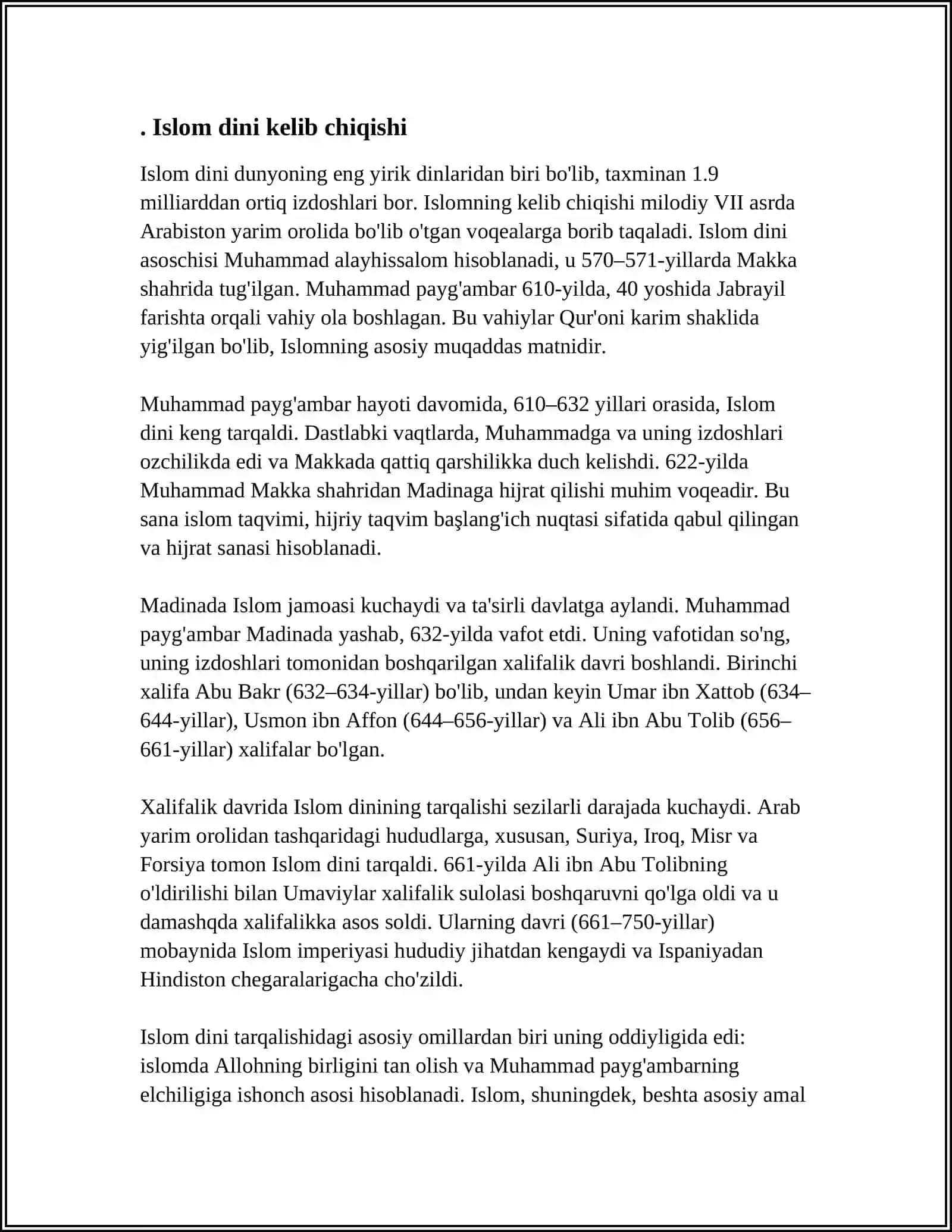 ISLOM DINI TARIXI VA MOHIYATI 3