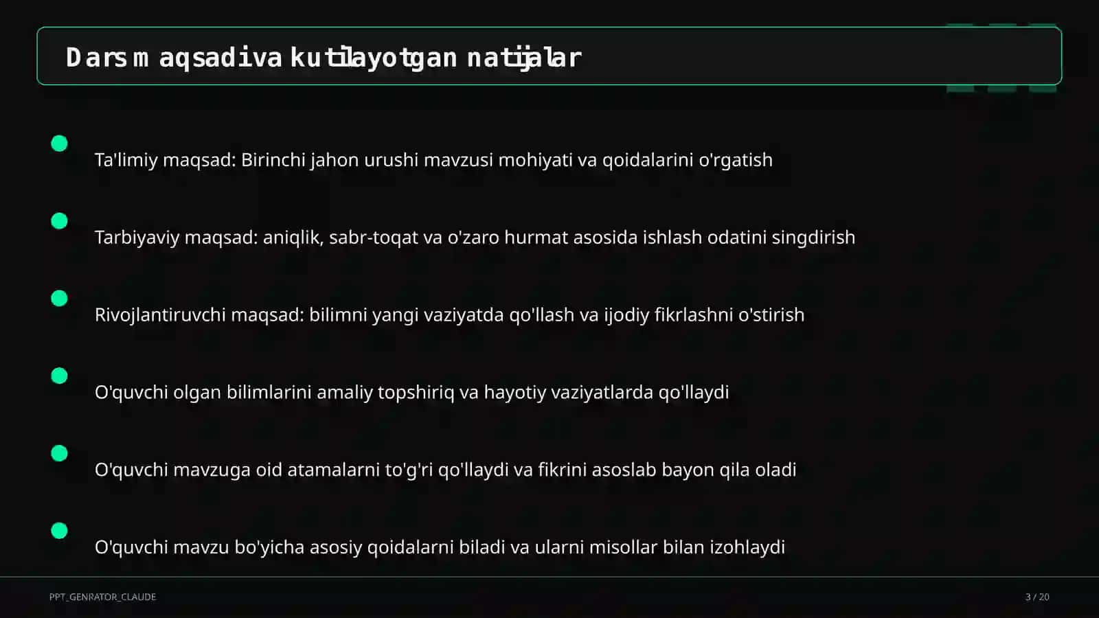 Birinchi jahon urushi (9-sinf) 3