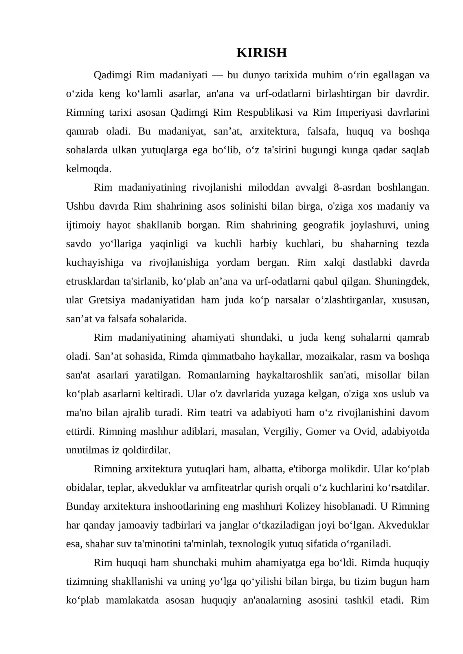QADIMGI RIM MADANIYATI. 6- SINF 3