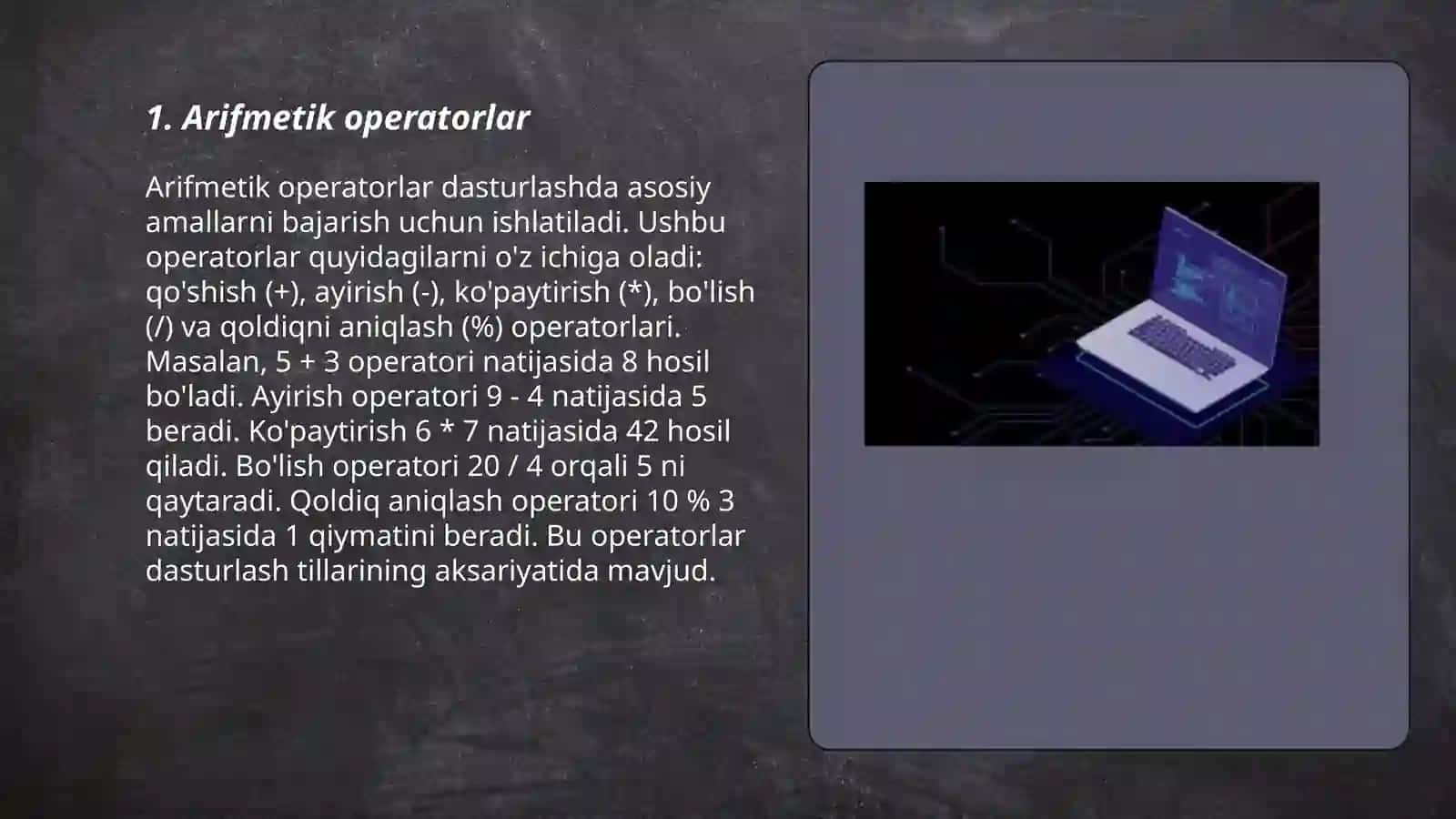 Arifmetik operatorlar 3