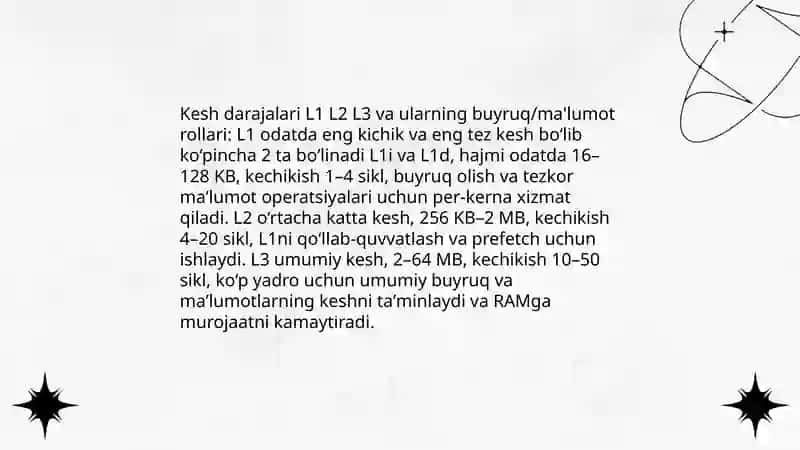CPU kesh xotirasi:buyrurlar va ma'lumotlar 3