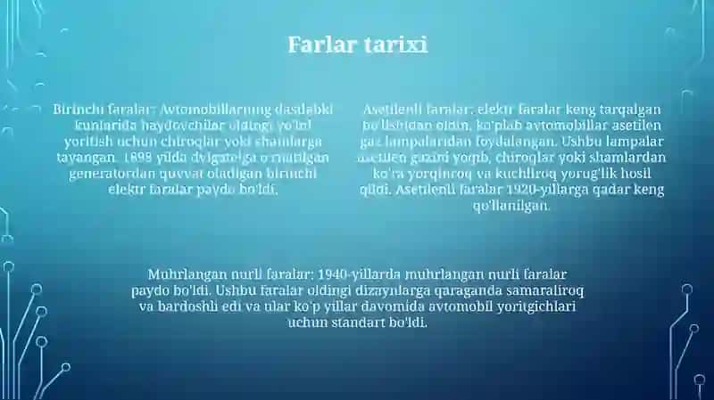 Yoritish tizimlari Farlar 3