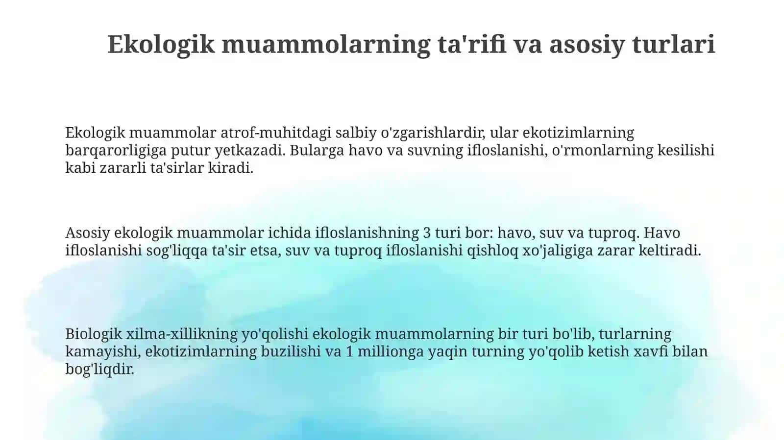 Ekologik muomolar 3