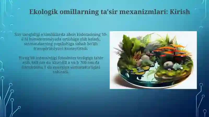 Ekologik omillarning tirik organizmlarga ta'sir etish mexanizmlari 3