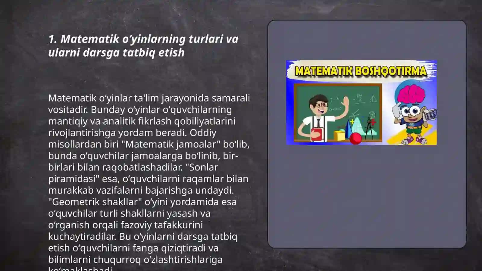 Matematikadan ekskursiyalar, ertaliklar, oʻyinlar tayyorlash va oʻtkazish metodikasi 3