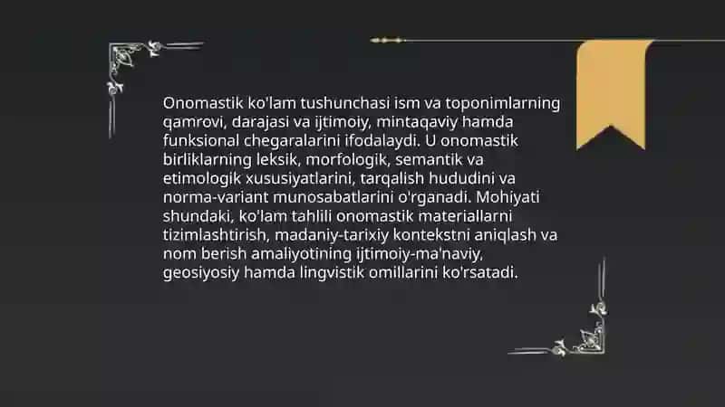 Onomastik ko'lam tushunchasi 3