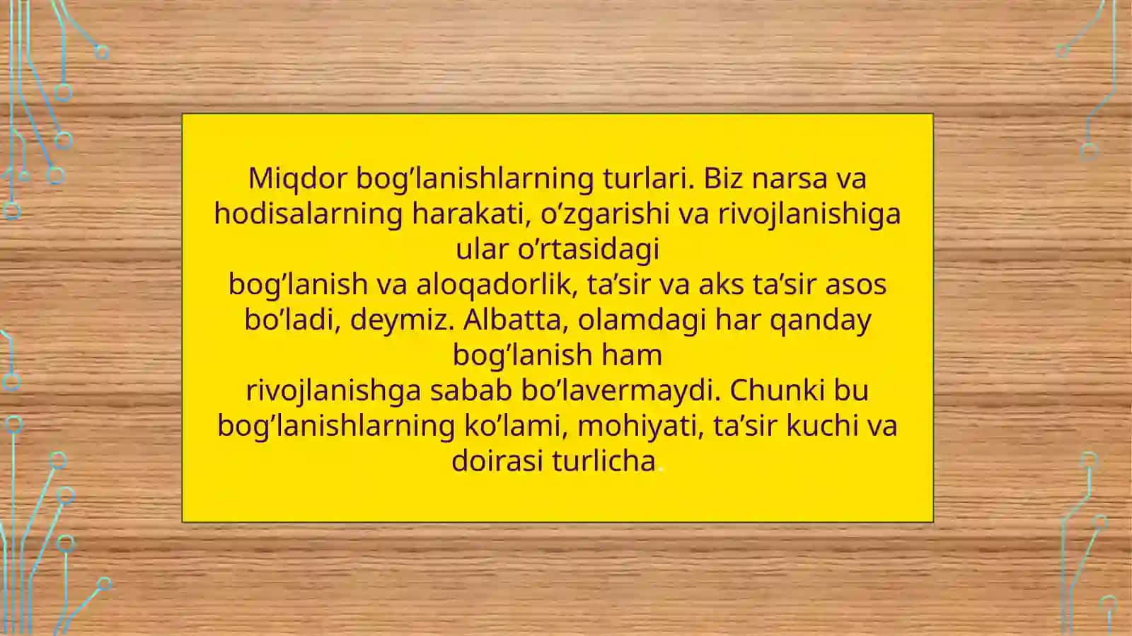 Miqdorlar orasidagi bog'lanish turlari va ularga oid misollar 3