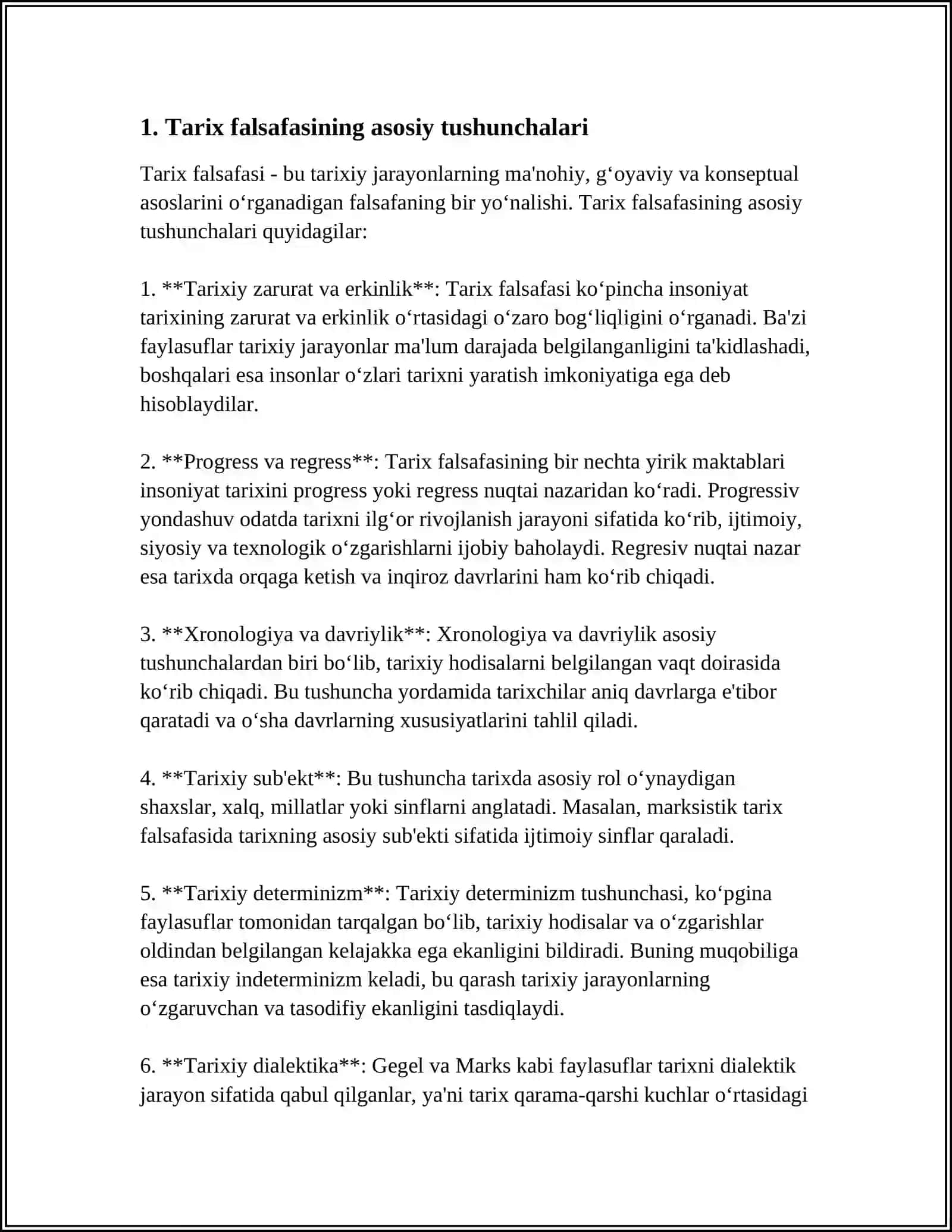 MUSTAQIL ISH Mavzu: TARIX FALSAFASI VA FALSAFA TARIXI UYGʻUNLIGI 3